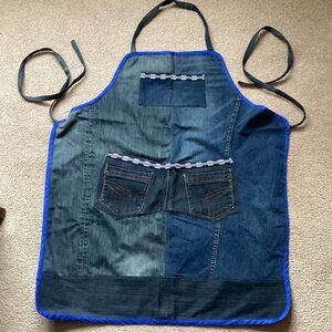 Handmade Denim Men's Women's Apron One Size Upcycle Recycled Jeans Cooking